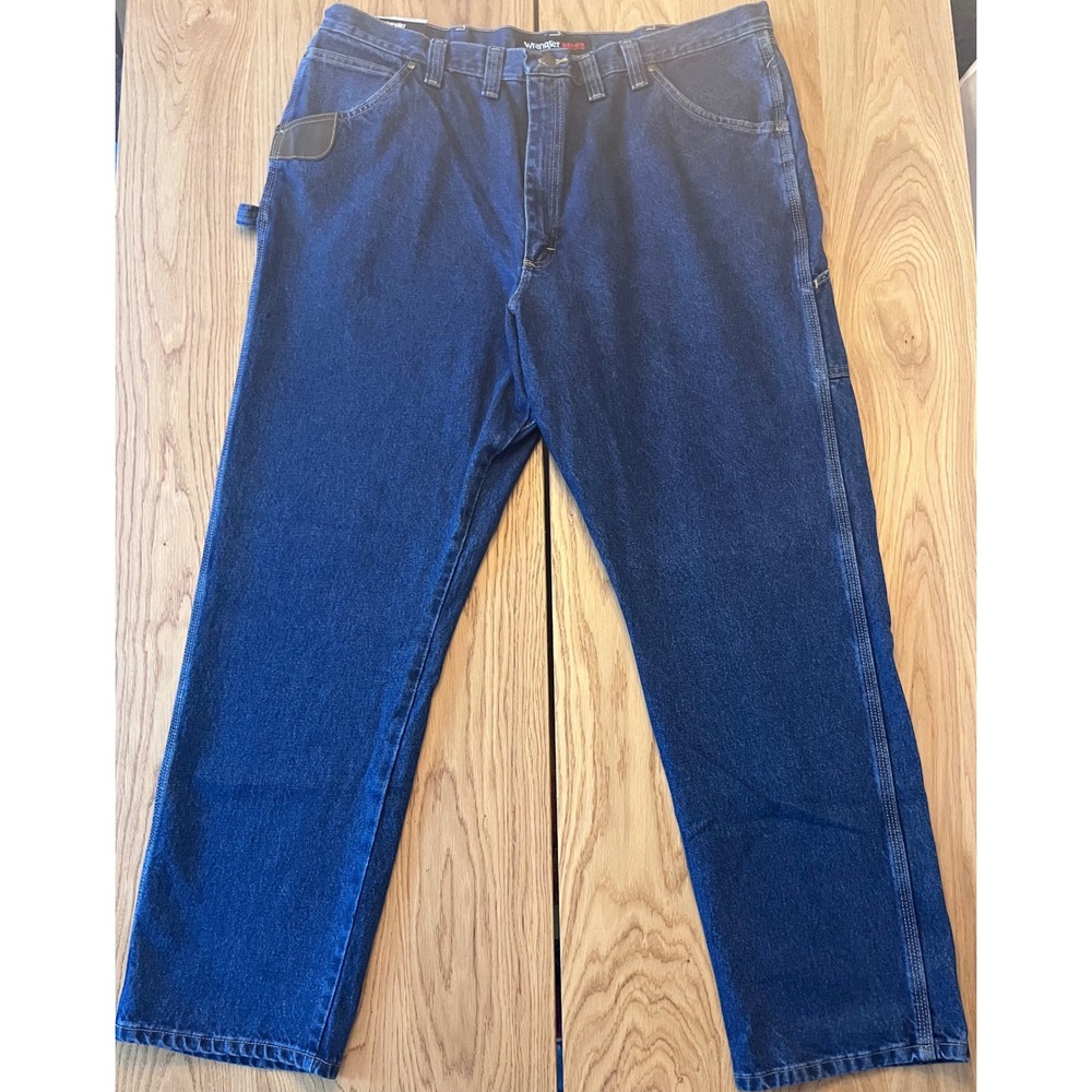 Wrangler Riggs Workwear Carpenter Jeans Mens 44x34 Dark Indigo Denim Relaxed Fit